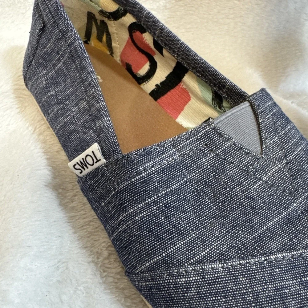TOMS Women's Denim Wedge Flats Shoes‎ Blue Size W8
